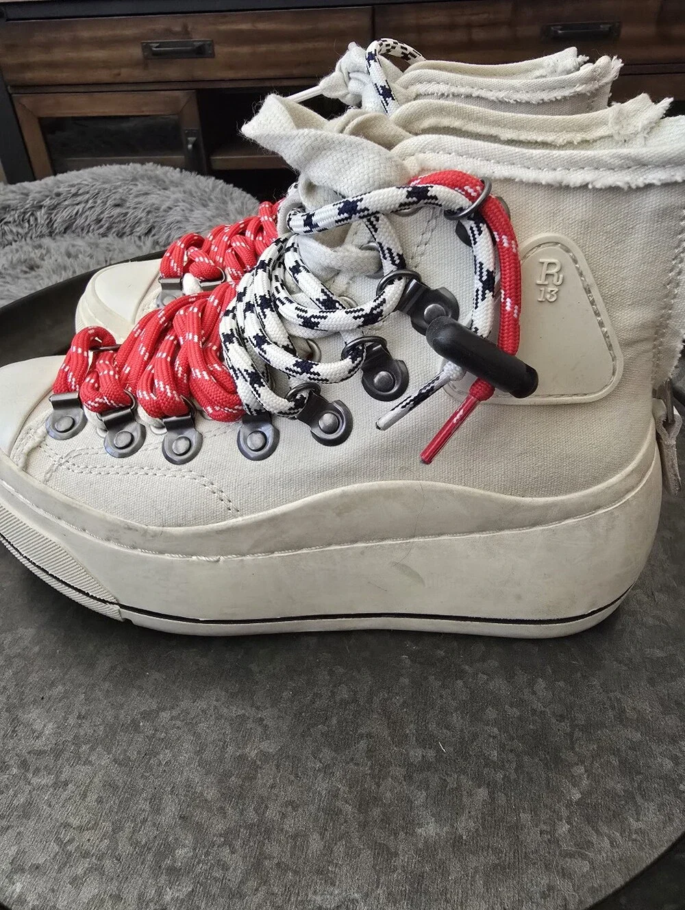 R13 Off-White Double Grommet Kurt Sneakers Size 36